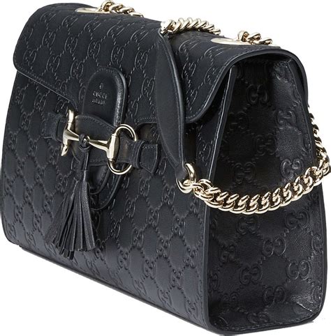 black gucci bag with silver chain|gucci emily shoulder bag.